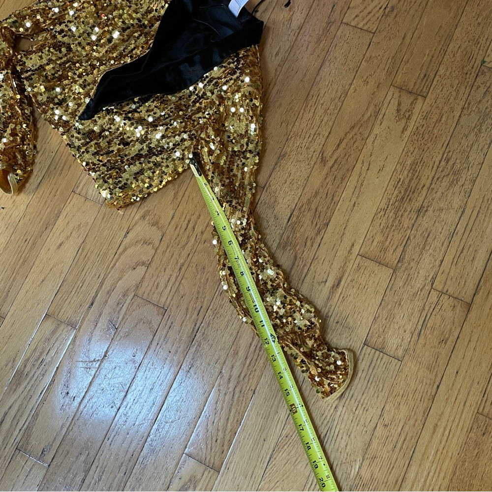 NWOT Balera Gold and Black Costume Halloween Dance Bolero Sequin Jacket Size L - Picture 7 of 8